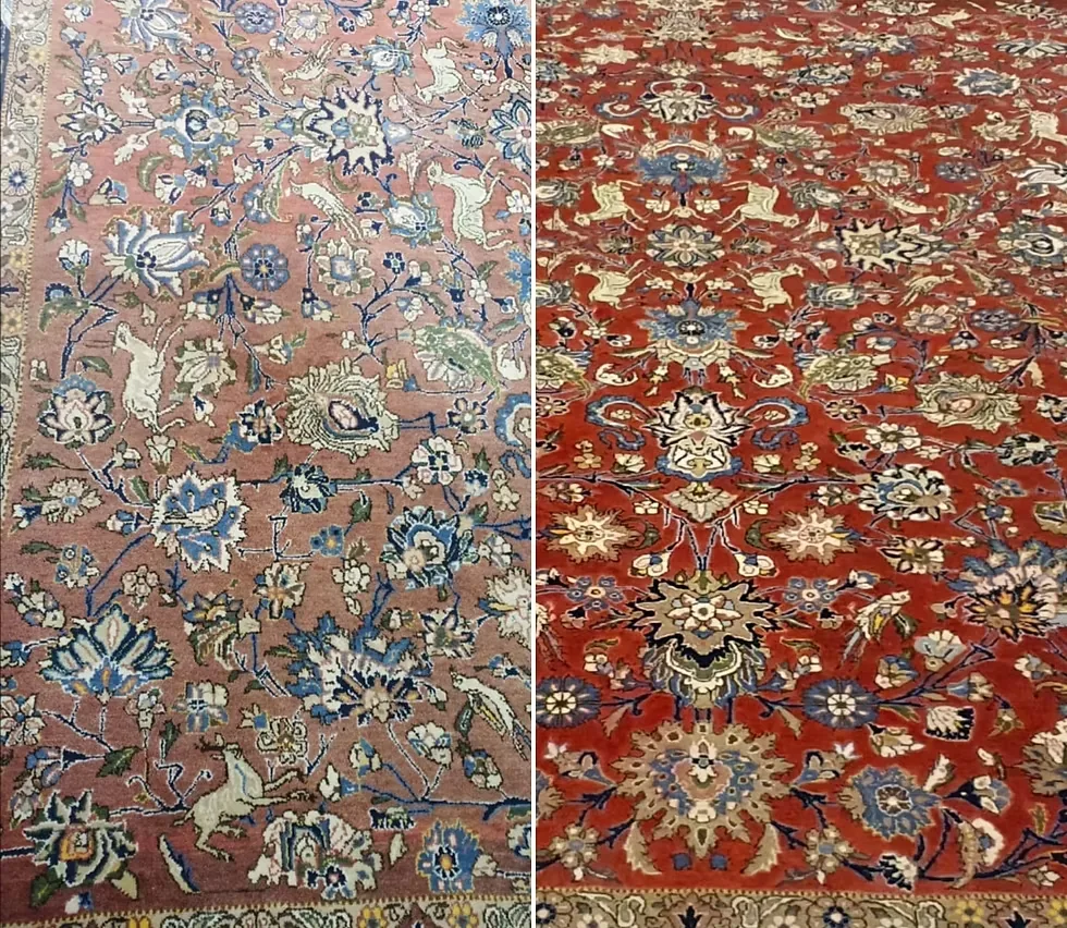 Comparaison avant après lavage tapis oriental
